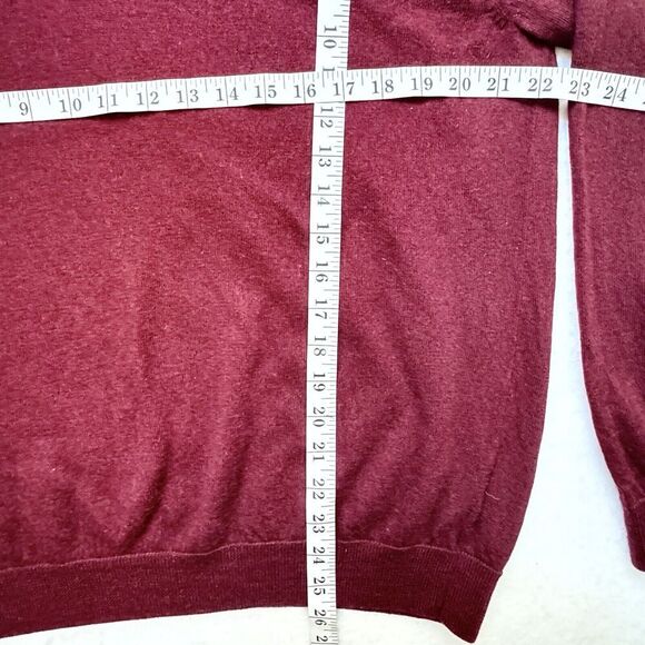 Turnbury Merino Wool Sweater Mens XL Red Maroon V-Neck Pullover Long Sleeve - Picture 9 of 13